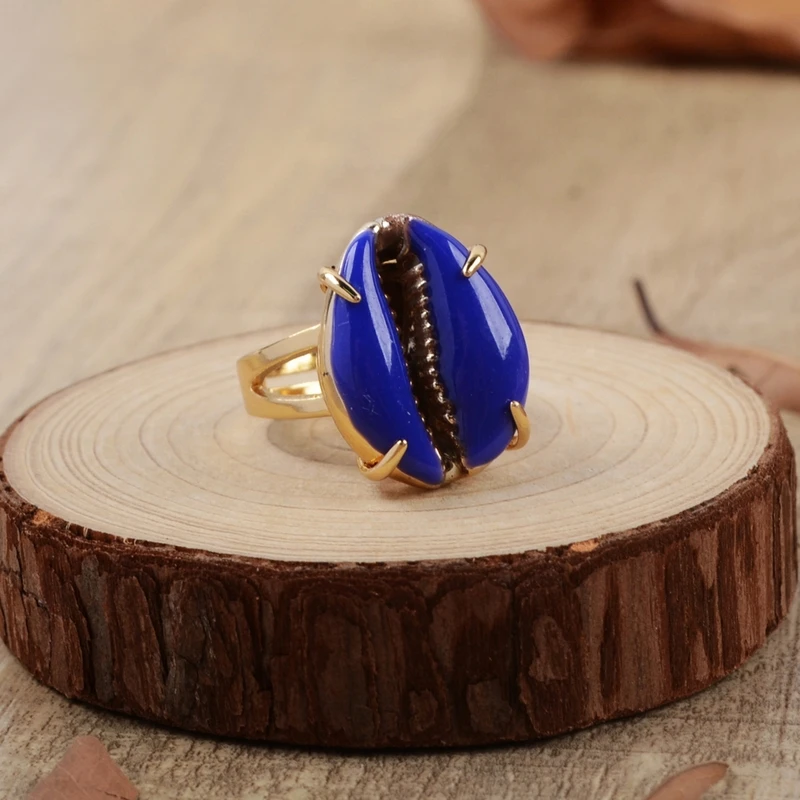 Модные кольца натуральный Каури Shell с золотым и серебряным покрытием высокого