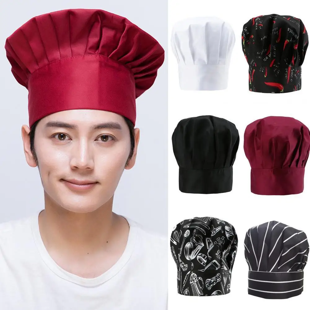 

Unisex Hat Solid Color Chef Kitchen Hat Pure Color Delicate Chef Cap