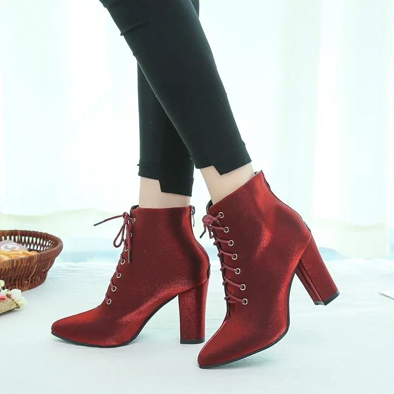 2019 г. новые зимние женские удобные ботинки с заостренным носком простые милые на