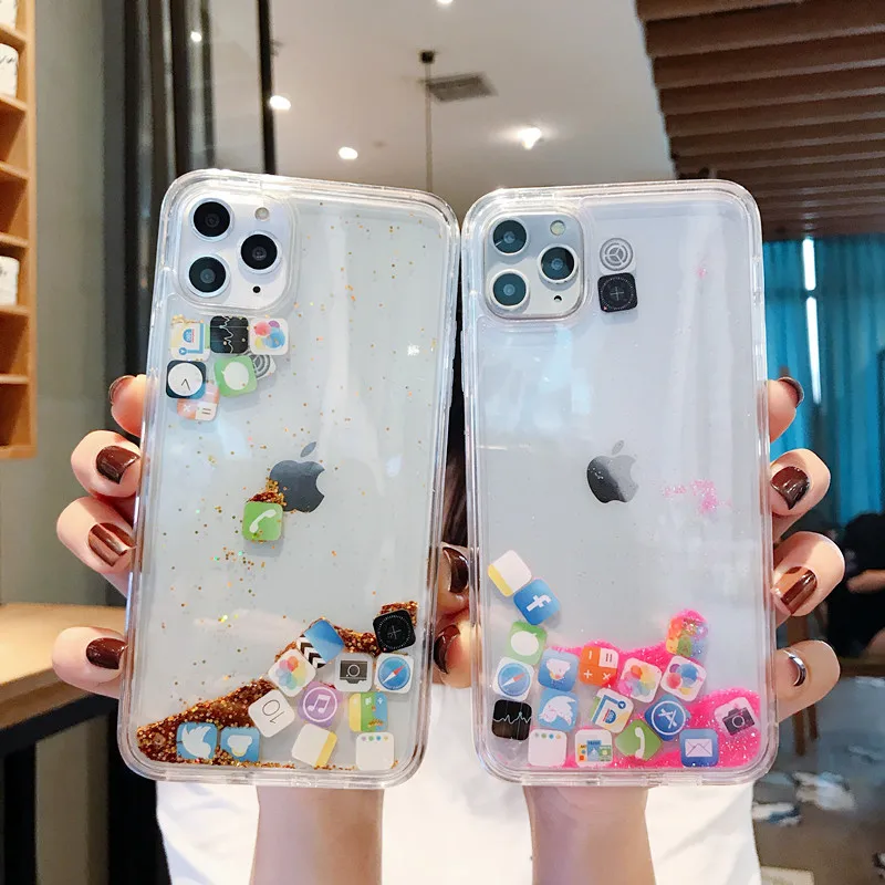 Capa App Quicksand Cute Case For iPhone 7 7Plus 8 8Plus X XS MAX XR Back Water Cover Soft Glitter Protective Apple 6 6s Plus |