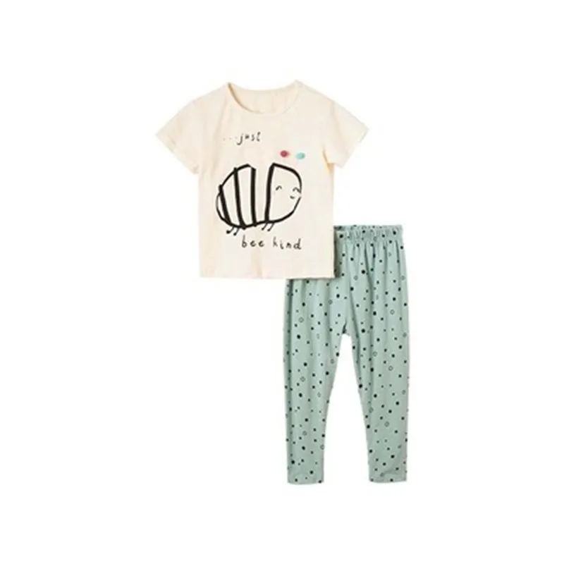 

2021 комплект одежды GODODOMAOYI из двух предметов для девочек, летняя футболка с мультяшным принтом пчелы и штаны, леггинсы, одежда