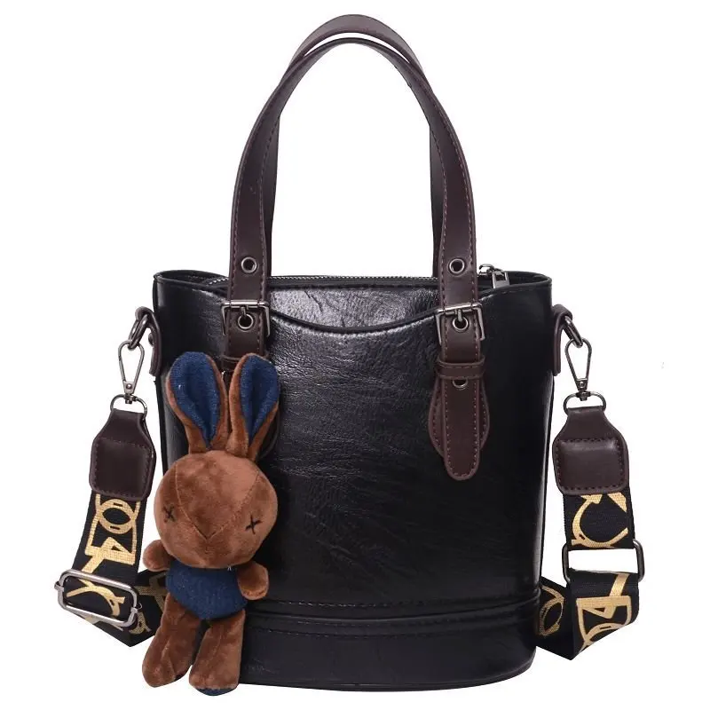 

Solid Color PU Leather Small Bucket Bags for Women 2020 Branded Shoulder Handbags Trend Hand Bag Vintage Designer Crossbody Bag
