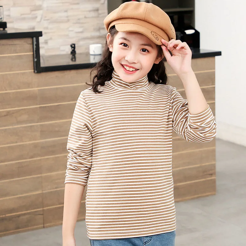 Новинка 2020 осенняя футболка для маленьких девочек в полоску с длинным рукавом и