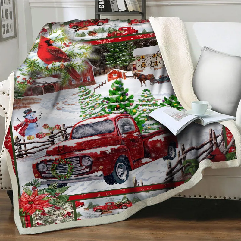 Thick Warm Soft Flannel Office Nap Blanket Merry Christmas Quilts Sofa Beddings