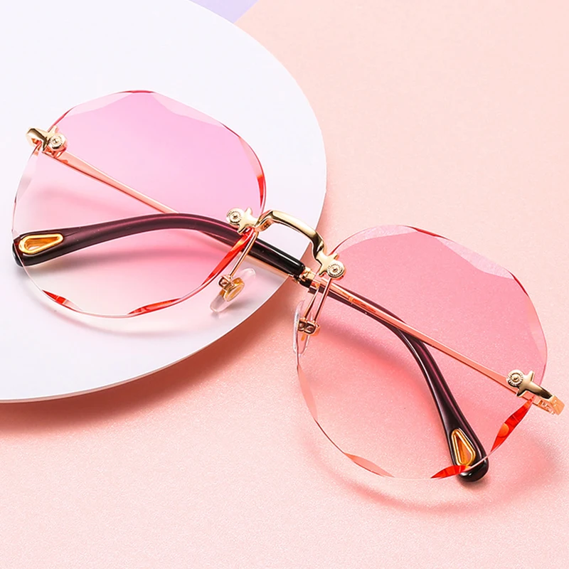 LeonLion 2021 металлические очки без оправы солнцезащитные для женщин линзы океана