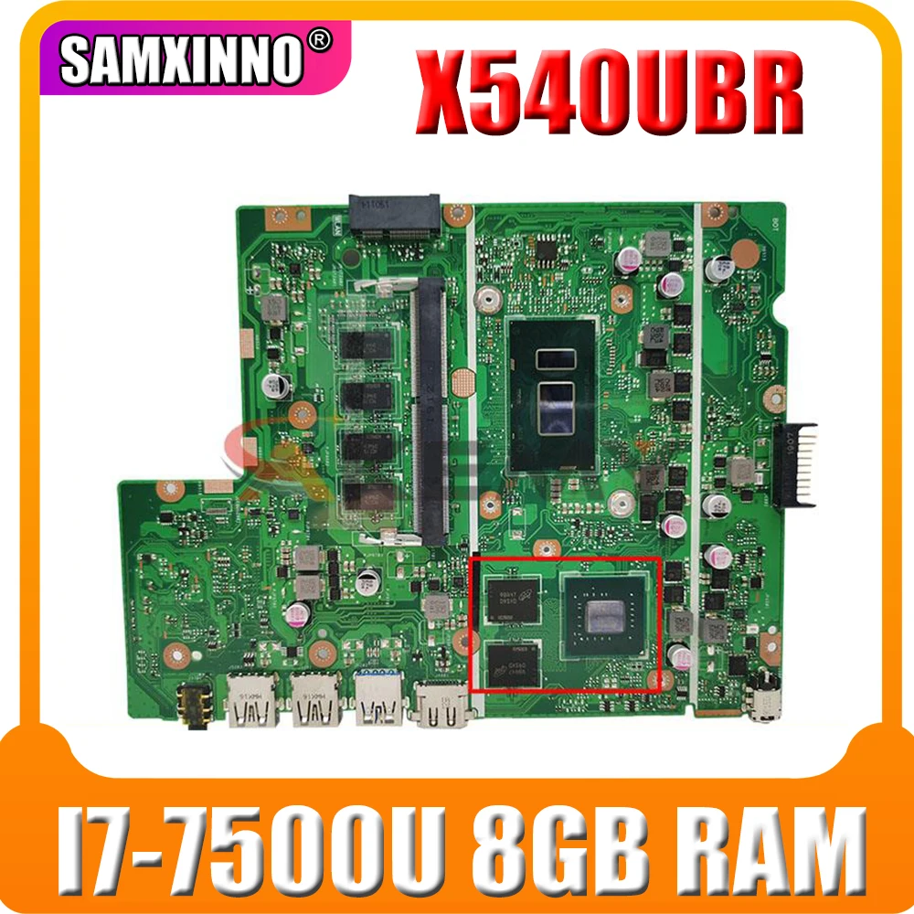 

Akemy X540UBR notebook mainboard For ASUS X540UB X540UBR X540UV laptop motherboard mainboard I7-7500U 8GB RAM V2G tested 100% ok