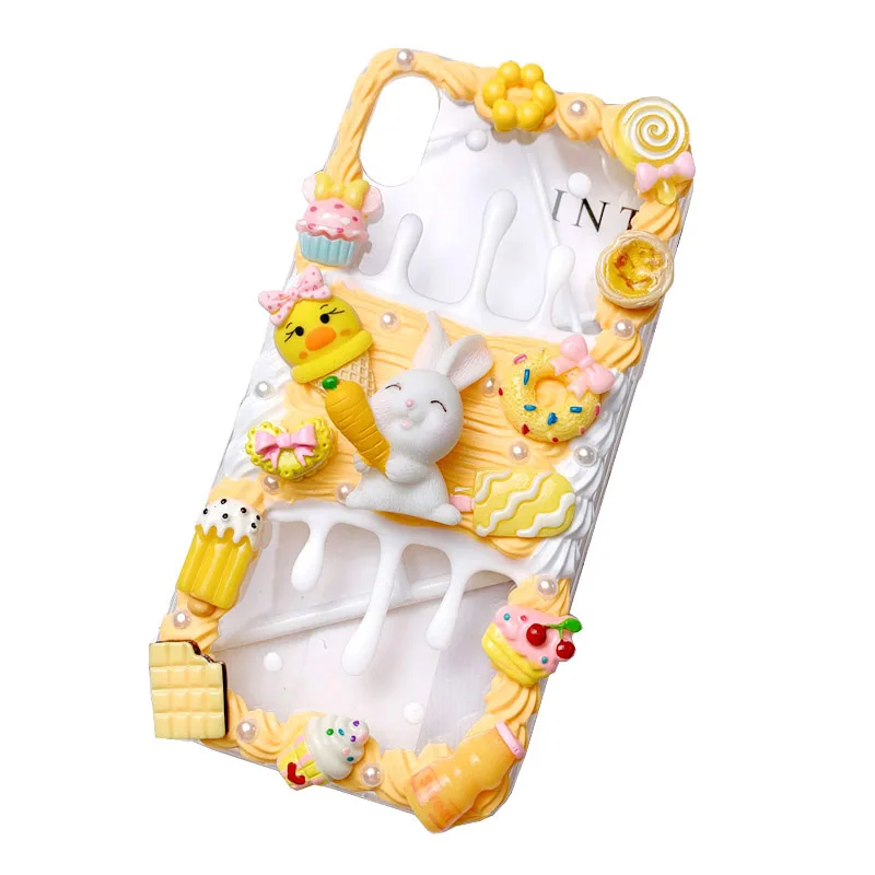 

Handmade for Samsung S21 Ultra DIY Case Note 20/10Plus 3D Rabbit Phone Cover Galaxy S8/9/10 Cream Shell Note8/9 Cute Gift S20 FE