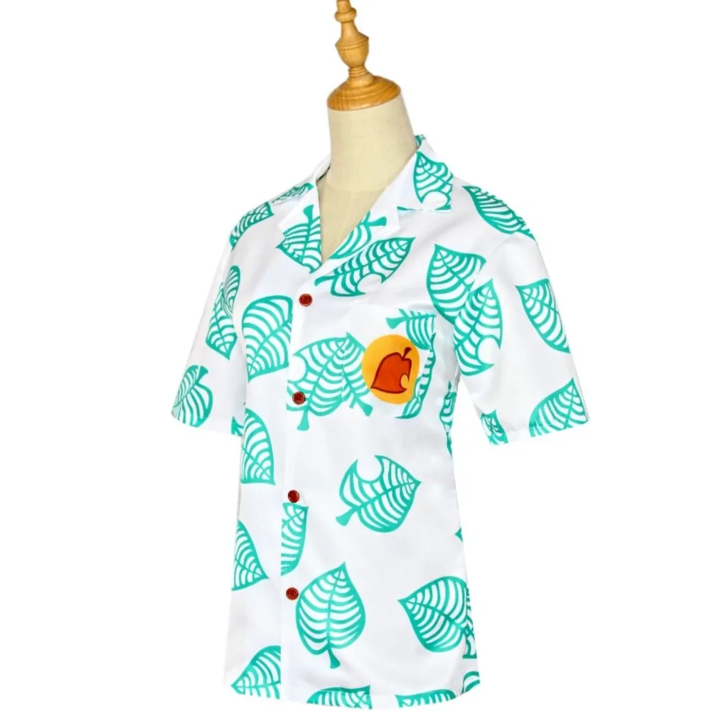

Animal Crossing Costume T shirt Adult Kids Tom Nook Cosplay Leaf Print Summer T-shirt Short Sleeve Tops Shirt Clothes Men Boys