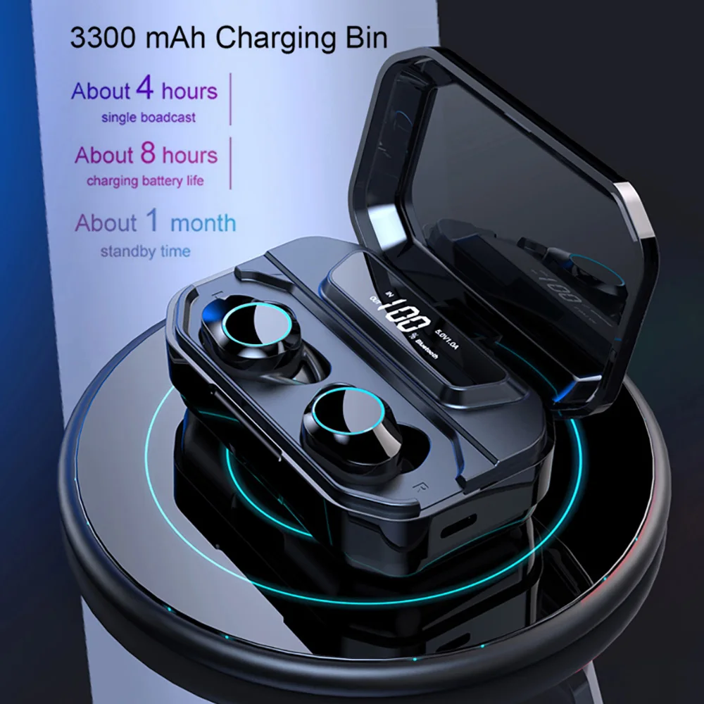 TWS Bluetooth 5 0 наушники с цифровым дисплеем 9D стерео bluetooth гарнитура 3300MA светодиодный