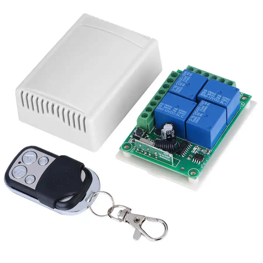 DC 12V Wireless Remote Switch 4-CH 433MHZ Garage Doors Control Receiver Board with Controller | Обустройство дома
