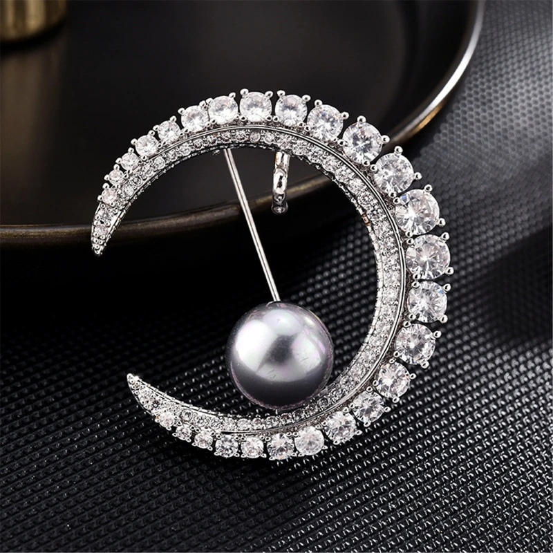 

Moon Brooches for Women Vintage Fashion Style Elegant Wedding Pins Party Brooch Accessories