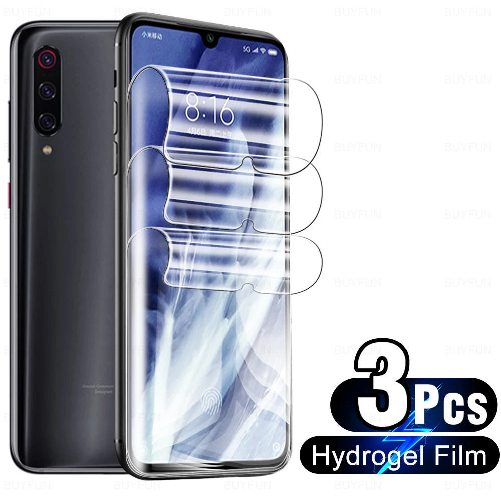 

3 Pcs Full Screen Protector On For Xiaomi Mi 9 SE Pro Mi9 Lite Redmi 9T 9A 9C Back Hydrogel Film Not Protective Tempered Glass