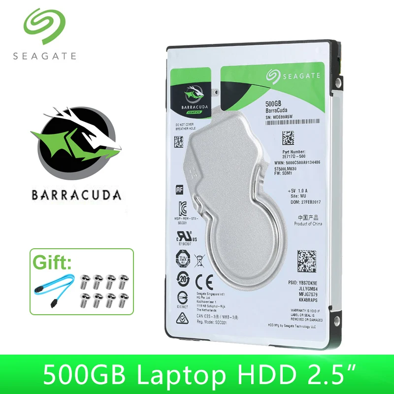 Seagate BarraCuda 500 ГБ SATA 6 ГБ/сек. HDD 2 5 дюймов 128 МБ кэш 5400 об/мин внутренний жесткий диск