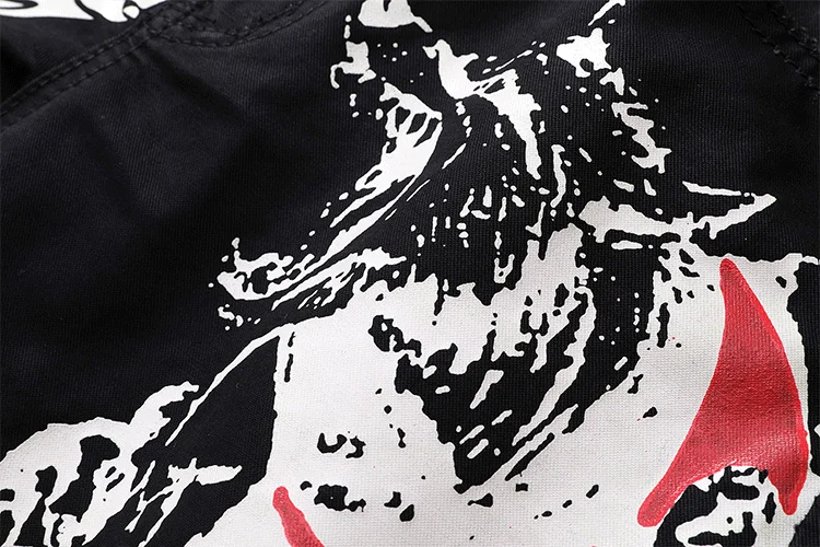 

New Autumn Men Graffiti printed Streetwear Straight Jeans Male Punk motorcycle Slim Casual Denim pants