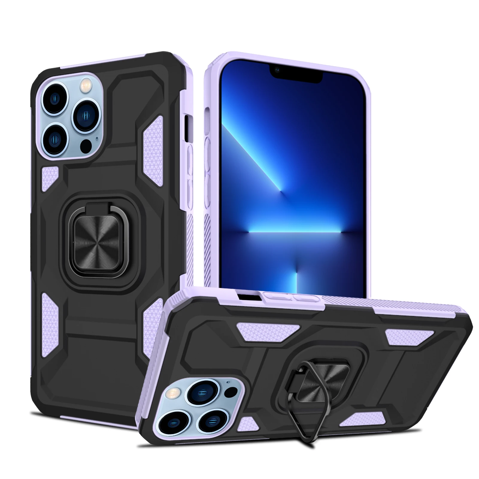 

Iphone 13pro Max Car Magnetic Bracket Phone Case For Iphone 11 360 Degree Rotating Ring Buckle Anti-Fall Protective Cover