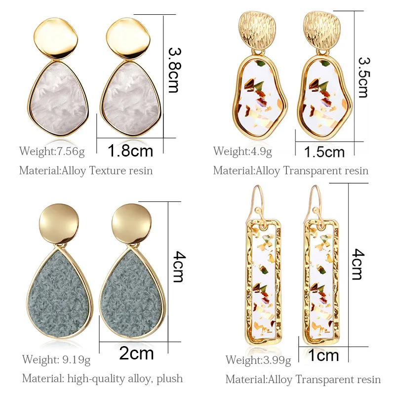 

BICUX New Korean Statement Earrings for Women 2020 Vintage Geometric Fashion Jewelry Earrings Heart Acrylic Drop Wedding Earings