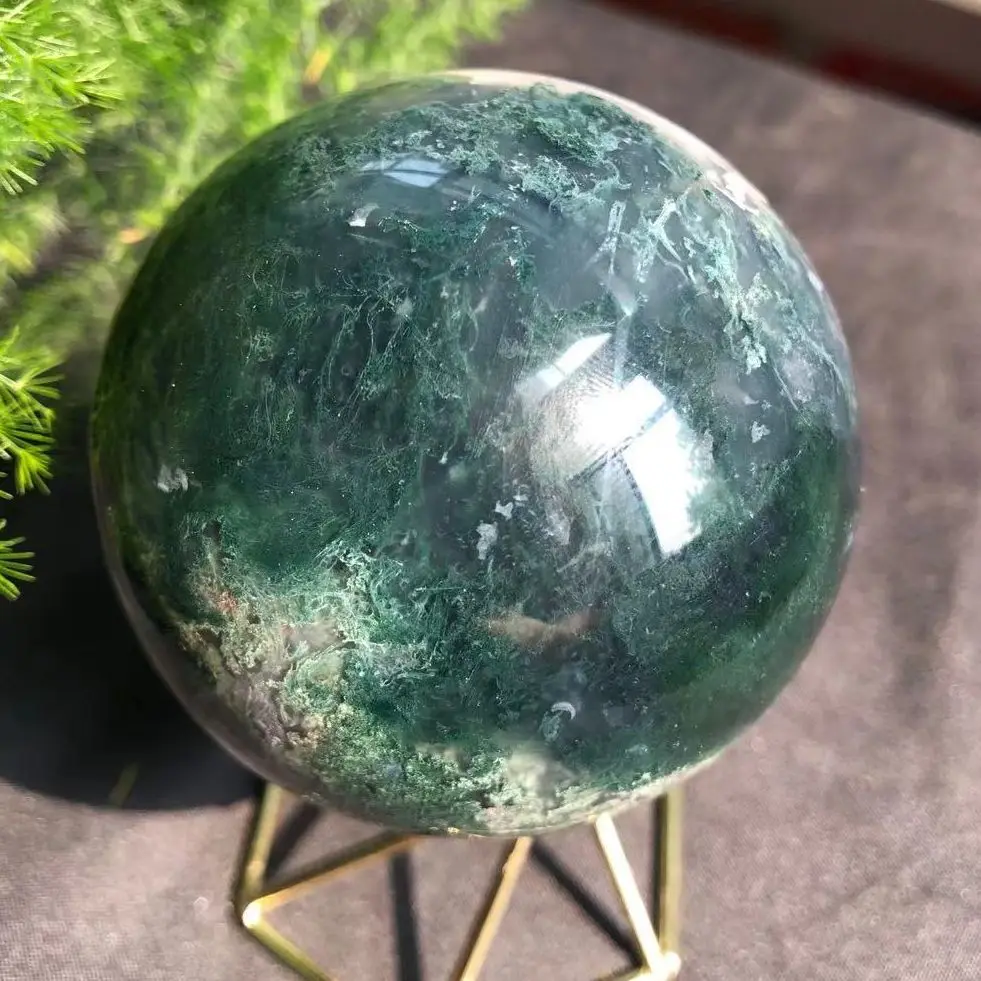 

Natural Moss Aquatic Agate Quartz Crystal Sphere Ball For Healing Chakra Decoration 60-70mm