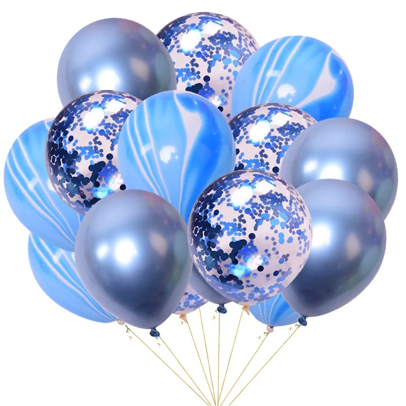 15 шт. металлическими блестками шарики комплект Агатовые латексные воздушные