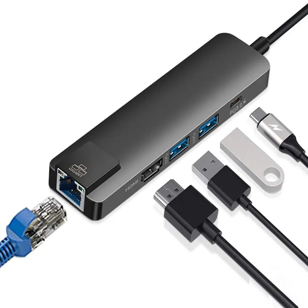 USB концентратор с портом Type C на Ethernet 4K HDMI совместимый 2 0 телефонами MacBook/Pro/Air Android