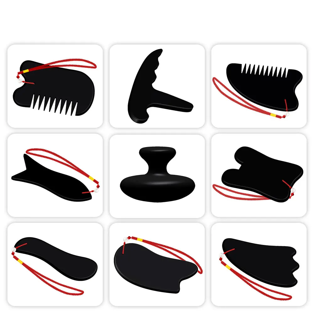 

Traditional Natural Bian Stone Body Face Massager Acupuncture Scraping Board Therapy GuaSha Massager Stone Needle Guasha Board