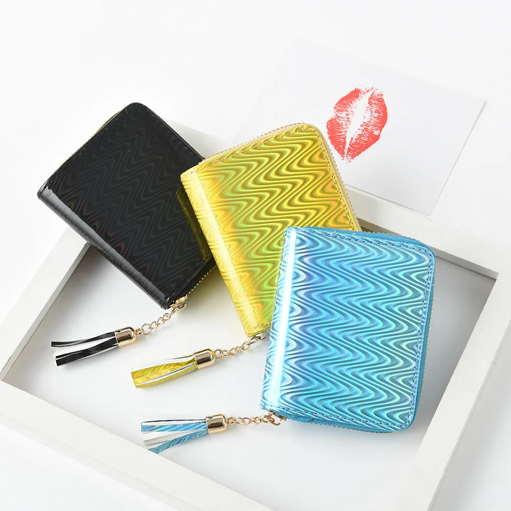 New Laser Short Women Wallet Mini Purse Portfel Holographic Small Zipper Coin ID Card Holder Cartera Mujer | Багаж и сумки