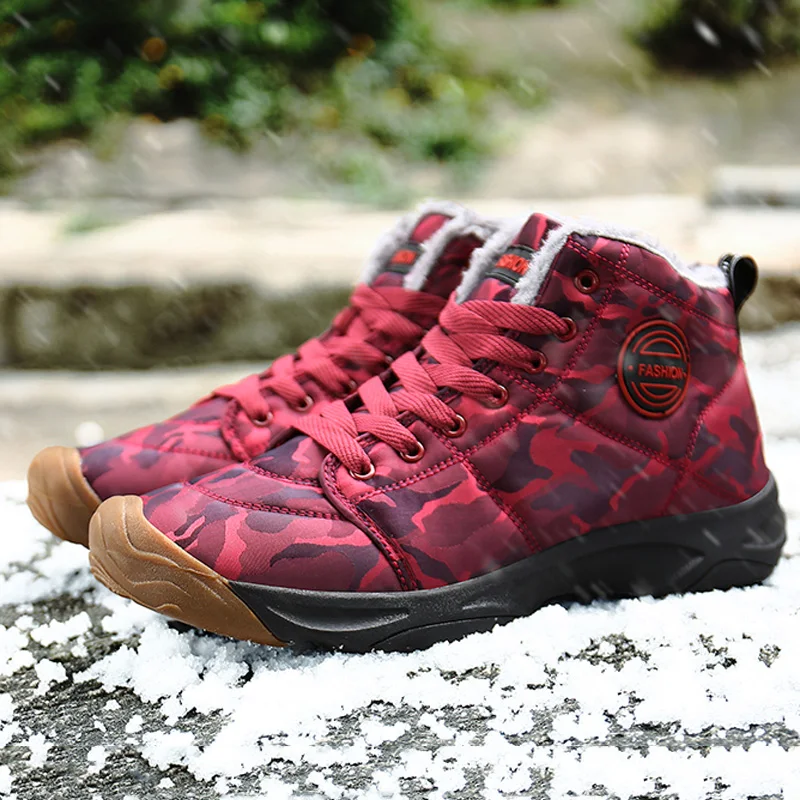 

New Couple Boot Men Boots fashion Quality Winter Snow Plush Ankle Boots For Men Non-slip Lace-up Warm Boots Ankle Large size 48