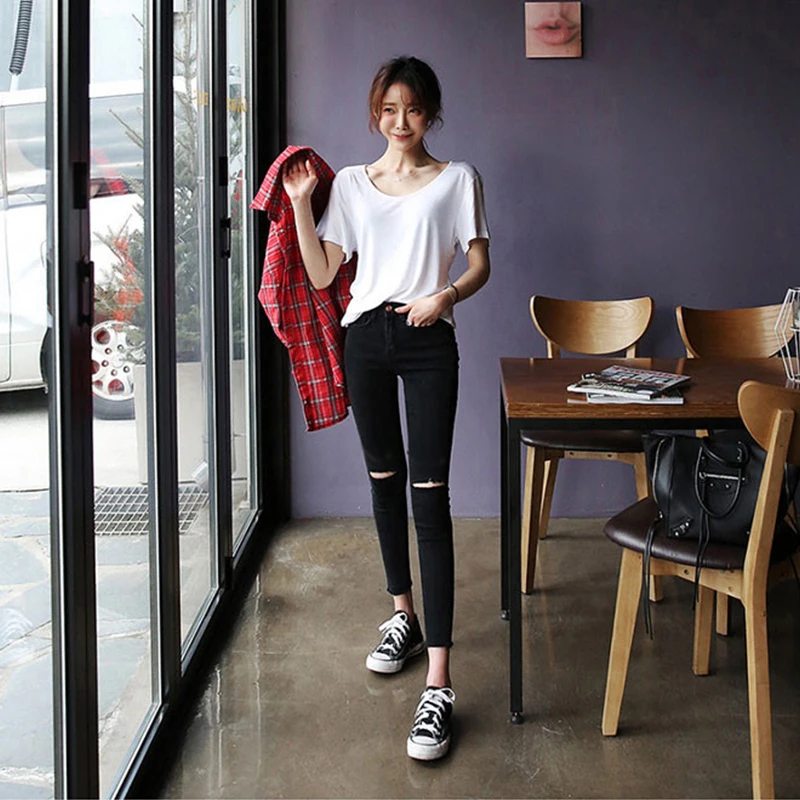 Женские рваные джинсы с эффектом пуш-ап высокой талией | Женская одежда