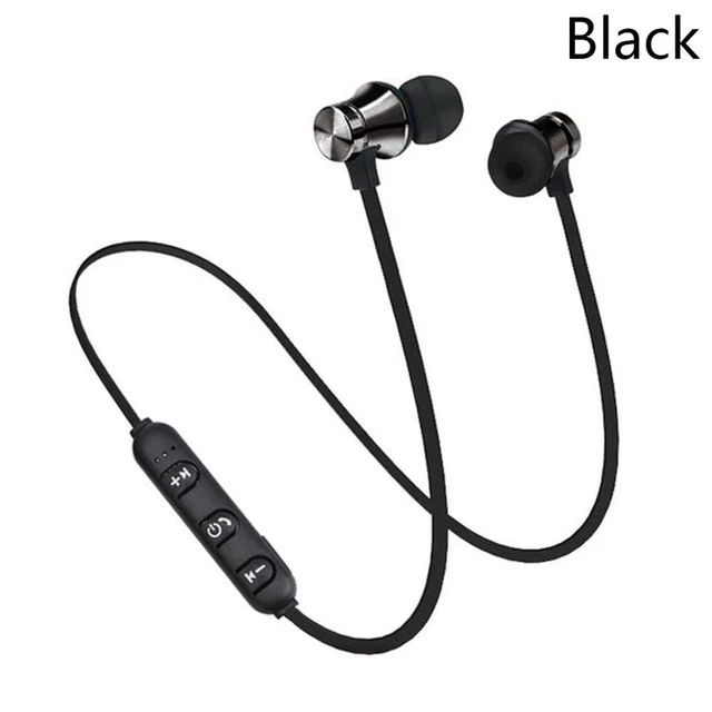 Беспроводные магнитные bluetooth-наушники, спортивные bluetooth-наушники, металлические цветные bluetooth-наушники с микрофоном для iPhone samsung - Цвет: black without box