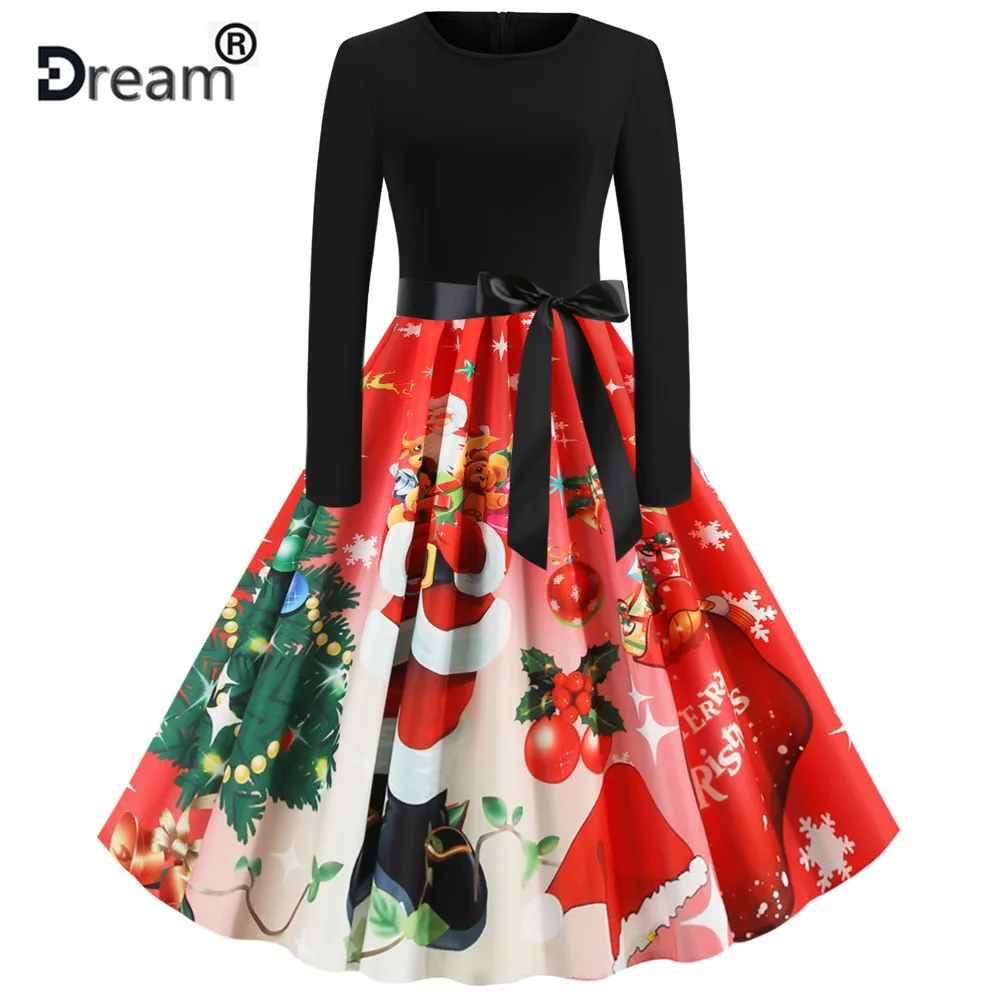 Женское платье с длинным рукавом junxi WAN черно-белое Повседневное круглым вырезом