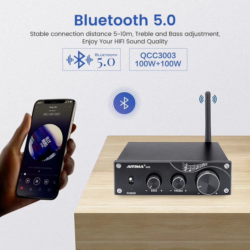 Цифровой стерео усилитель AIYIMA Bluetooth 5 0 TPA3116 2 Плата усилителя звука 100Wx2 мощности