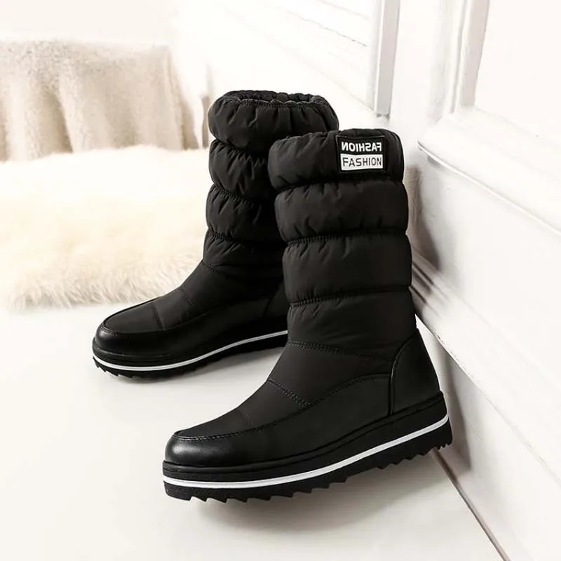 

Fashion Pop Snow Boots Women Comfortable Warm Non-slip Rubber Sole Flat Bottom Elastic Sleeve Women Cotton Shoes Plus Velvet