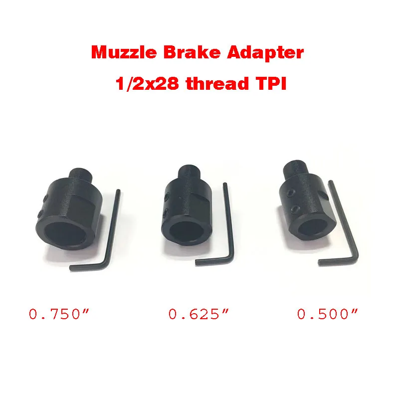 

1/2-28 1/2"x28 Barrel End Threaded Adapter for 1/2" 5/8" 3/4" diameter non-threaded barrels Muzzle Barrel Adapter Compensator