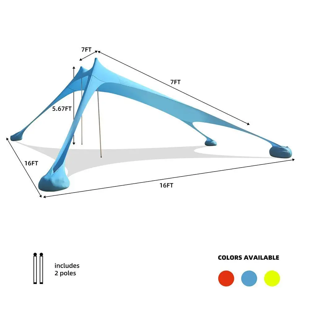 

Portable Camping Pergola Outdoor Windproof Beach Tent Canopy Sunshade Large Tarp Ultralight Sand Gazebo With Tent Anchors T0P9