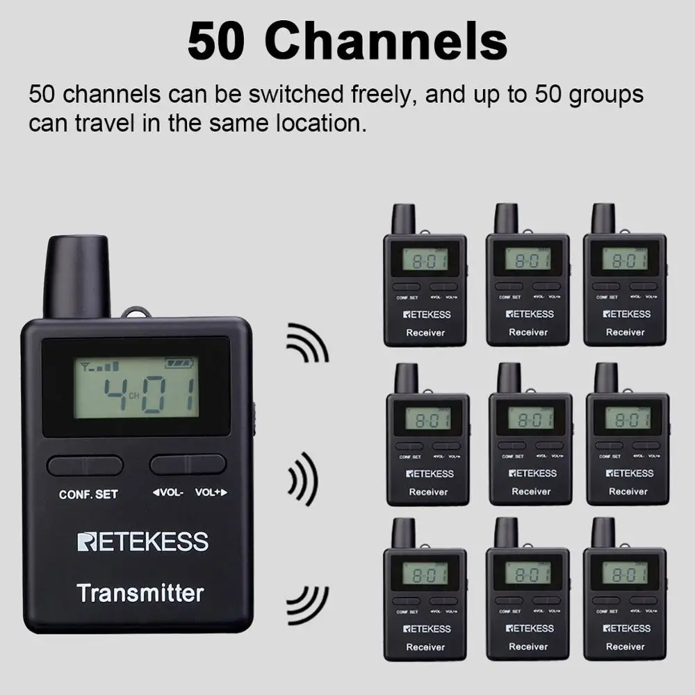Retekess TT109 transmitter and 38pcs receivers+Charging Case Tour Guide System for Church Translation Meeting | Электроника