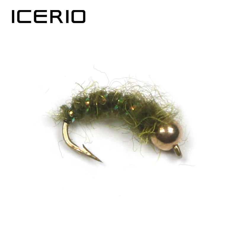 ICERIO 8 шт. оливковый и серый Caddis Stonefly нимфы летящие #12|Наживки для рыбной ловли| |