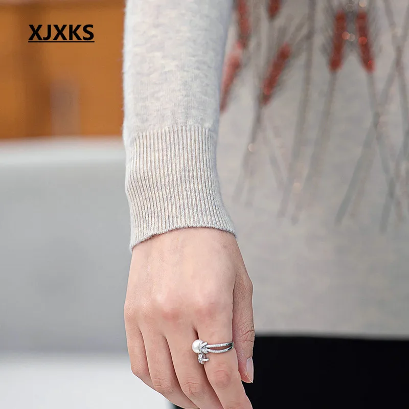 Женский шерстяной свитер с круглым вырезом и длинным рукавом | Женская одежда