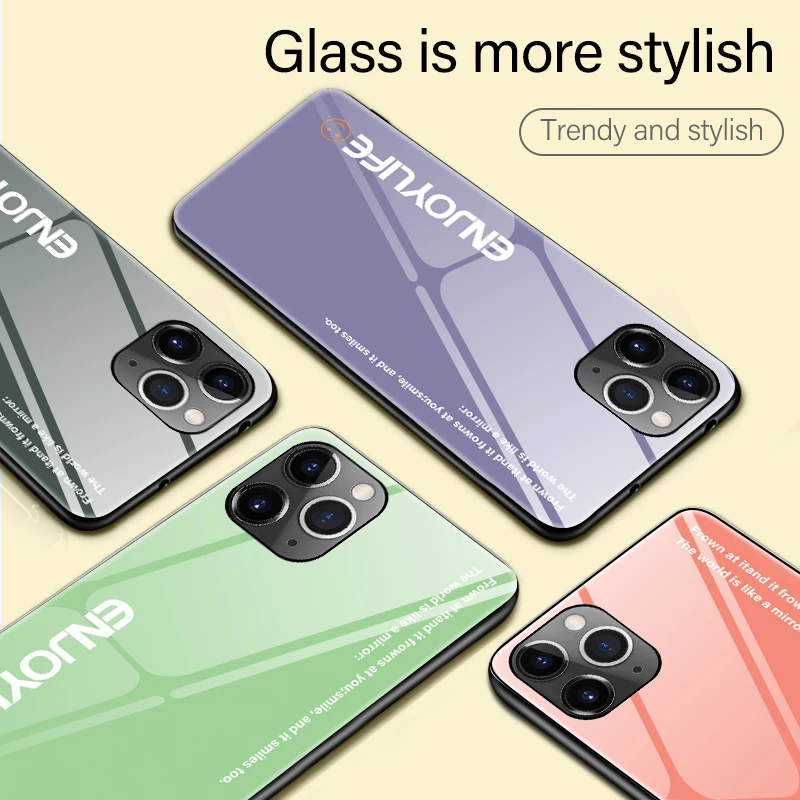 

Luxury Colorful Plain Tempered Glass Phone Case For iPhone 12 11 Pro max XSmax XR XS X 8 7 6 Plus Protection Cover