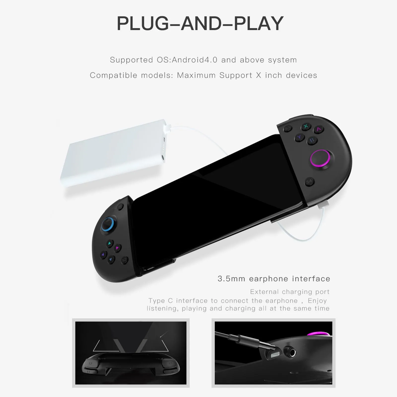 

N1 Type-C Mobiele Game Controller Aanklikbare Gamepad Analoge Joystick Met Type-C Poort Snel Opladen Voor Huawei honor Android T