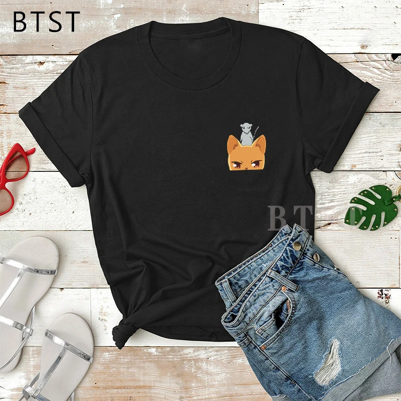 Женская футболка с коротким рукавом Kyo Готическая изображением кошки корзины