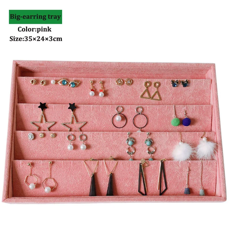 

New Pink Velvet Jewelery Organizer Jewelry Boxes and Packaging Jewellery Display Ring Earring Holder Bracelets Necklaces Display