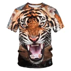 Летняя футболка с 3D-принтом тигра, льва для мужчин и женщин, удобная футболка с круглым вырезом и короткими рукавами, лето 2021