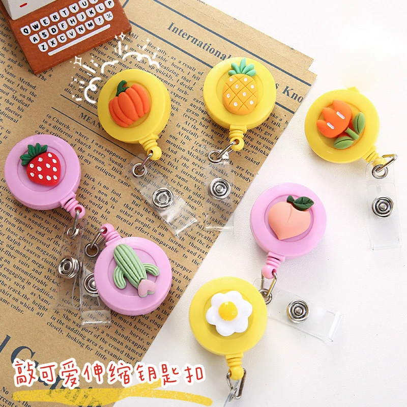 1pc Cartoon Animal Fruit Retractable Badge Reel ID Name Bus Staff Work Card Cover Case Clip Holder Office Supplies | Канцтовары для