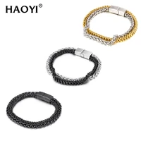 5mm wide unique men double chain bracelet casual design wheat chain link magnetics buckle wristband men jewelry bracelet