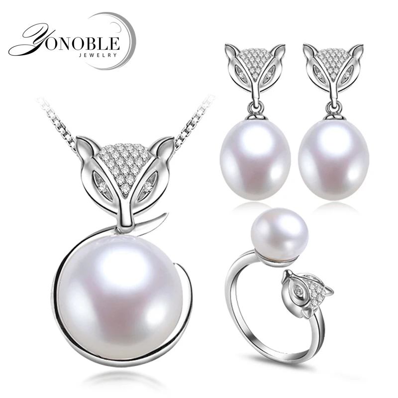Купи Real Natural Pearl Jewelry Sets For Women, white Fox 925 Silver Sterling Pearl Necklace Earring Set Anniversary Gift за 991 рублей в магазине AliExpress