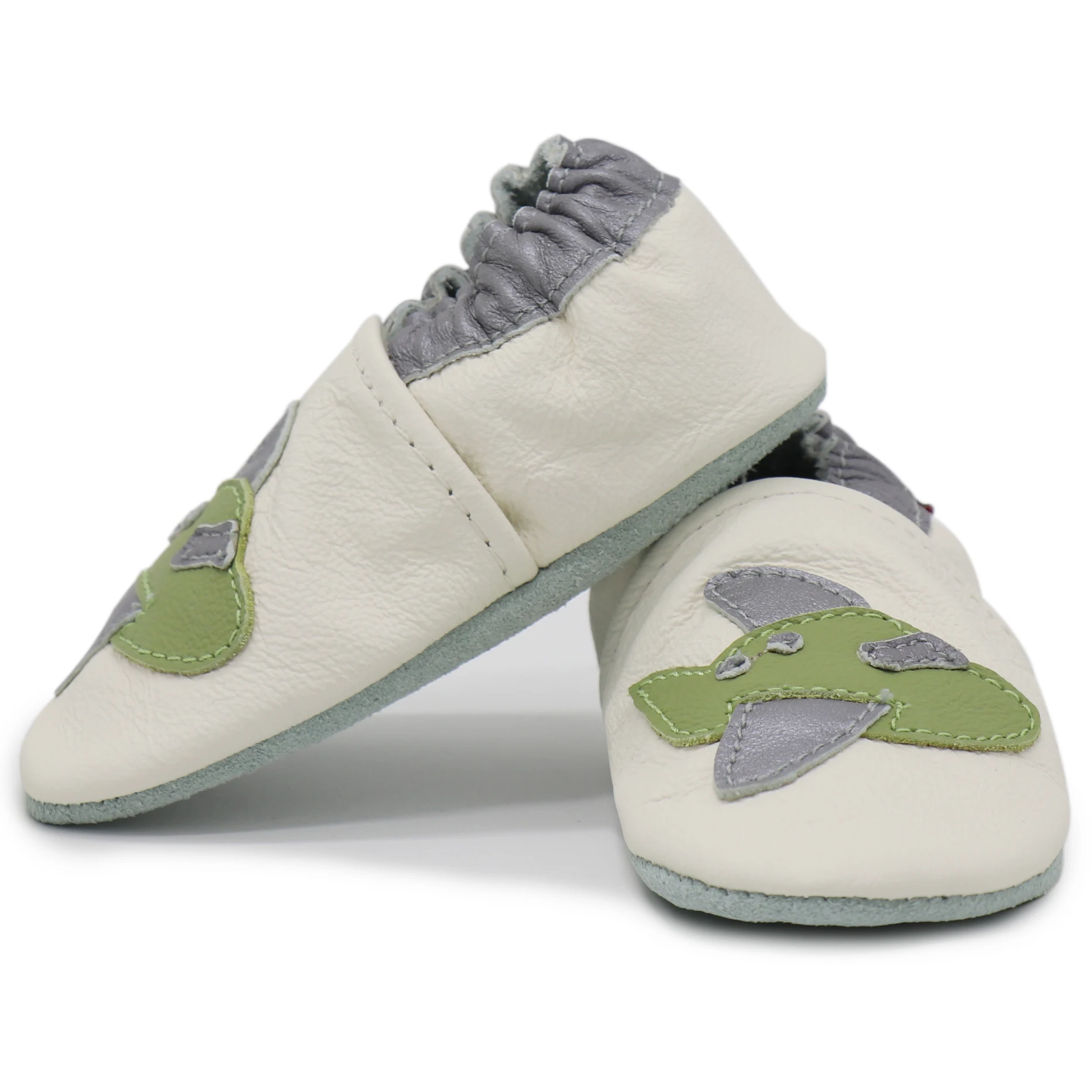 Shoeszoo/детская обувь из мягкой натуральной кожи для новорожденных мальчиков и девочек; нескользящая обувь для малышей от 0 до 24 месяцев - Цвет: airplane cream