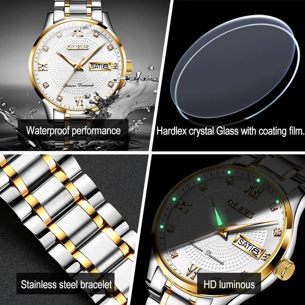 

Genuine OLEVS Automatic watch Waterproof Date Luxury Mechanical Wristwatch Moon Phase Montre homme Gifts 6603