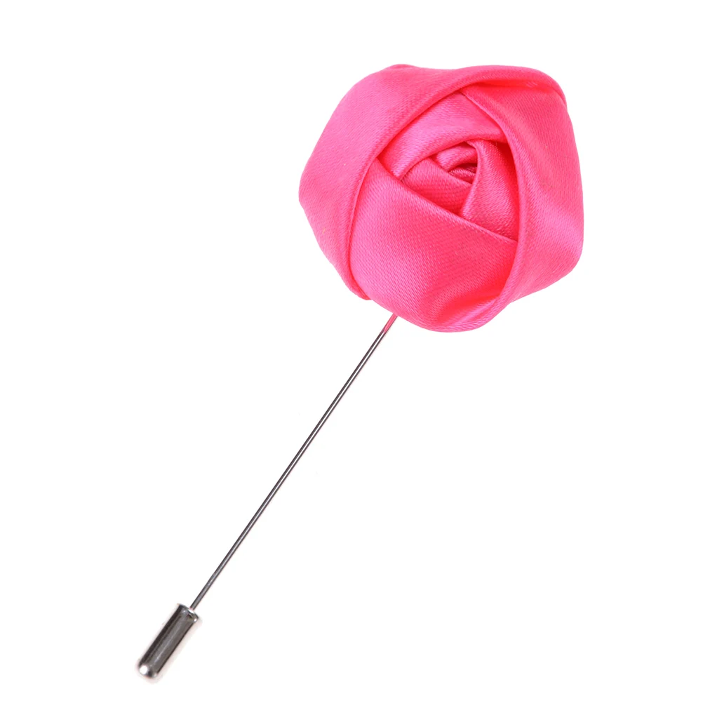 

1Pcs Fashion Best Man Groom Boutonniere Hand Made Satin Rose Wedding Party Prom Man Suit Corsage Pin Brooch Flower