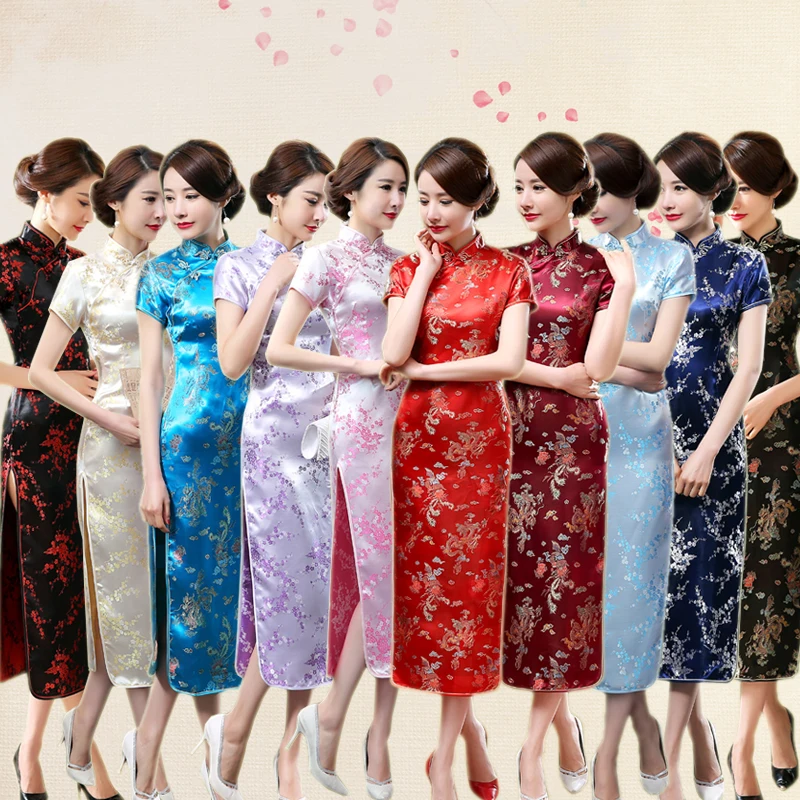 

Retro Chinese traditional dress women's cheap long slim cheongsam cheongsam 6xl sexy red bride wedding dress