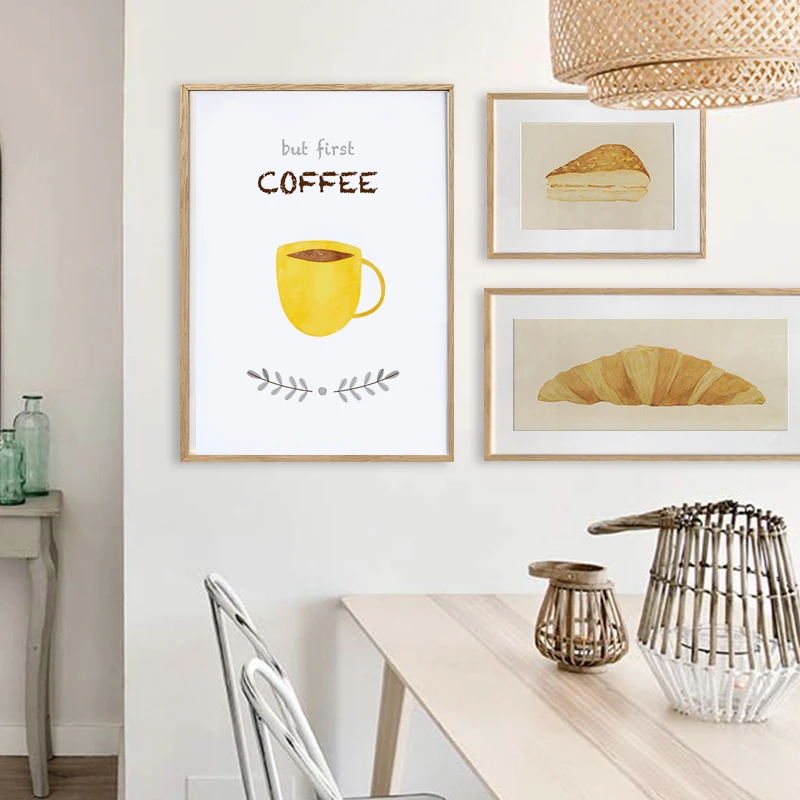 Постер и печати изобразительного искусства "Завтрак кофе" для декора ресторана, детской комнаты, столовой в северном стиле. Не оформленные.