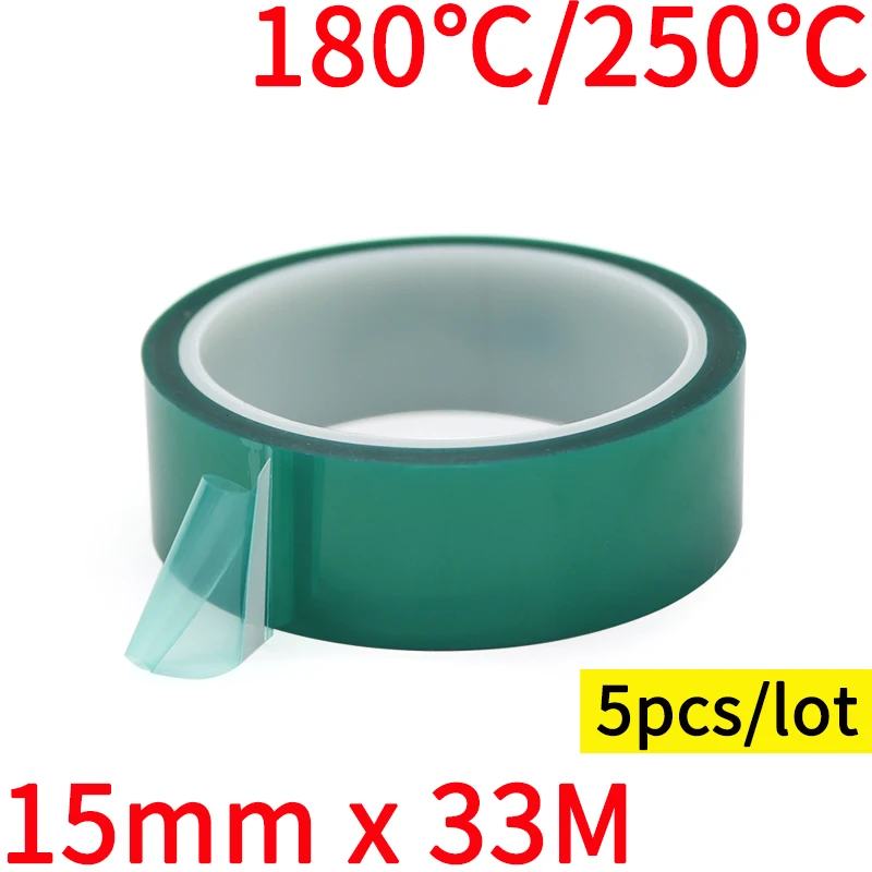 

5pcs 15mm x 33m Green PET Film Tape High Temperature Heat Resistant PCB Solder SMT Plating Spray Paint Insulation Protection